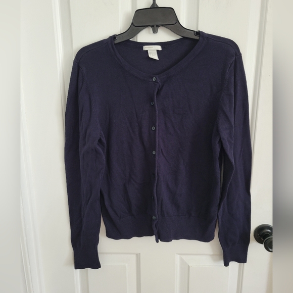 H&M Women’s Basic Button Front Cardigan Sweater Navy Blue Size Large - Picture 1 of 4